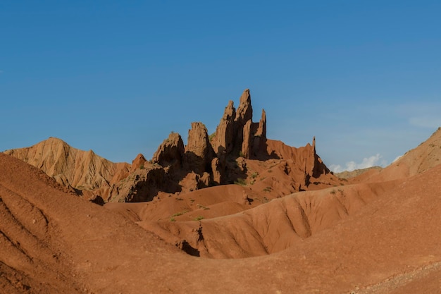 사진 키르기스스탄의 협곡 여러 가지 빛깔의 협곡 동화 키르기스스탄 산맥 issykkul 지역 charyn canyon