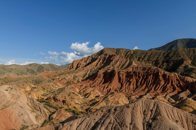 키르기스스탄의 협곡 여러 가지 빛깔의 협곡 동화 키르기스스탄 산맥 IssykKul 지역 Charyn Canyon