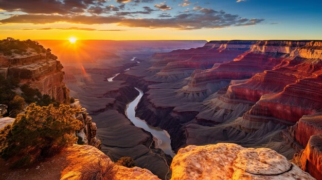 写真 太陽が昇る時のキャニオンの景色