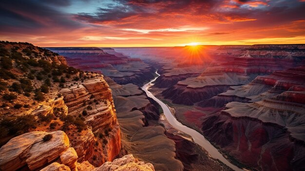 Canyon landscape at sunrise