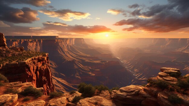 Photo canyon landscape at sunrise