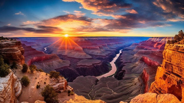 Foto paesaggio del canyon all'alba