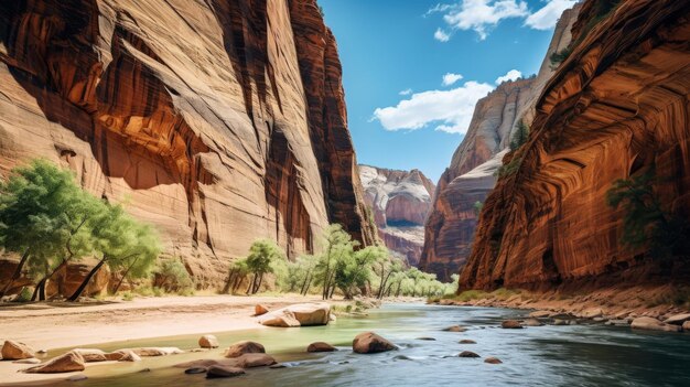 Canyon landscape with river and cliffs