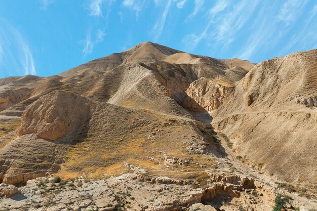 Canyon of the OG riverbed at dawn in Israel