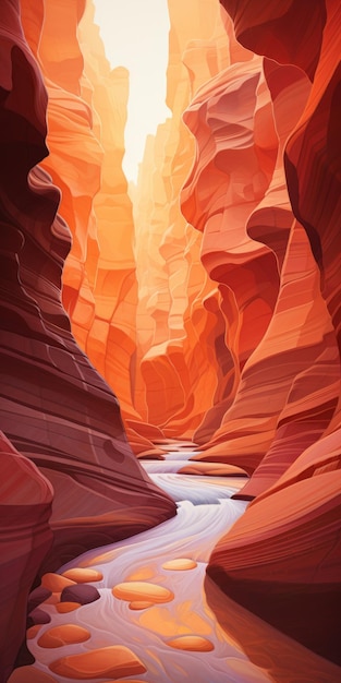 Photo canyon river a stunning architectural illustration with earthy organic shapes