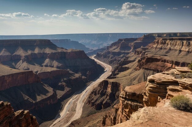 Canyon river winding through arid landscape