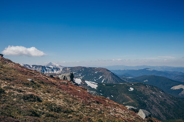 A canyon with a mountain in the background