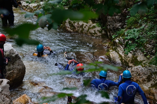 Canyoning in wild water