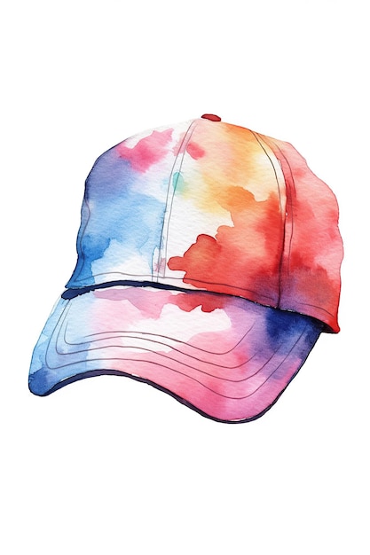 Cap hat watercolor clipart cute isolated on white background with Generative AI