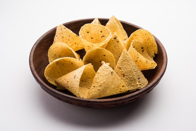 Capad Cones or Papadum in Cone shape, Traditional indian side dish