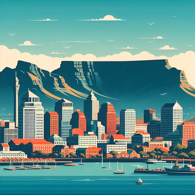 Cape Town flat vector gradient skyline