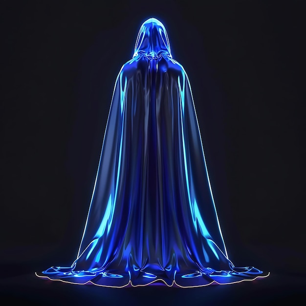 Photo cape with dramatic flair made with polyester charmeuse glowi glowing object y2k transparent design