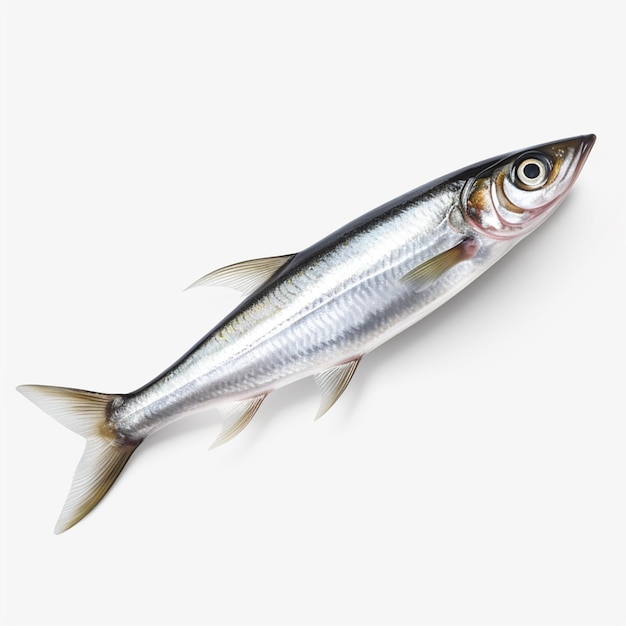 흰색 배경에 고립 된 Capelin 물고기