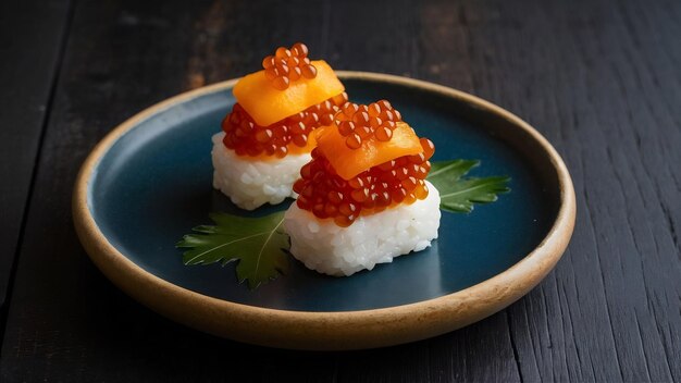 Photo capelin sushi caviar masago orange smoked trout caviar or kosher salmon caviar