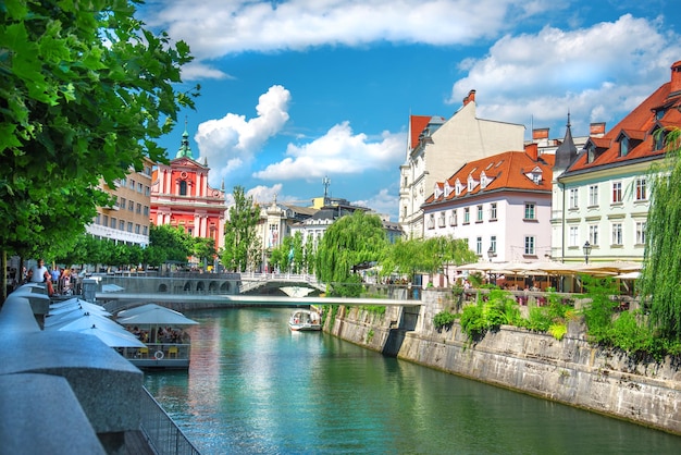 Capital city of Slovenia - Ljubljana. Old hisoric town. Famous places in Europe.