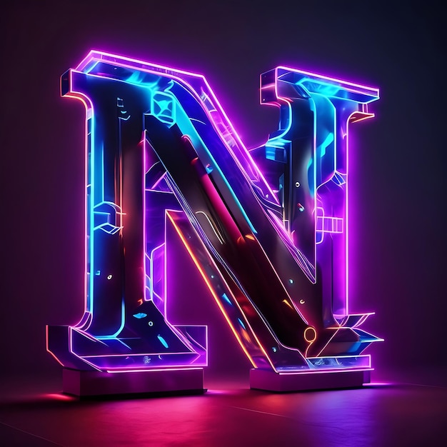 Capital Letter N 3D Logo design N