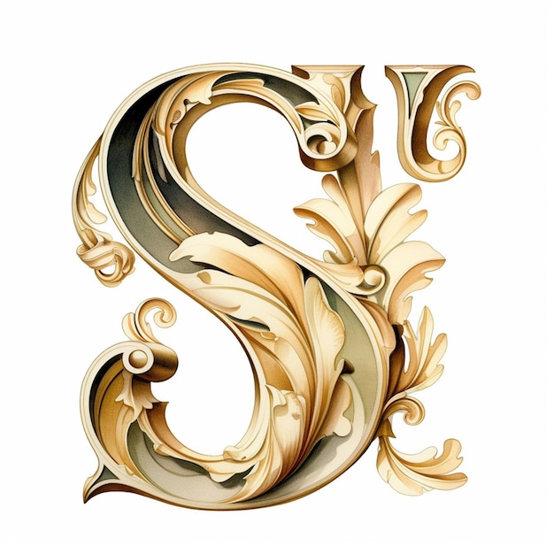 The Capital Letter S on White Background Painted