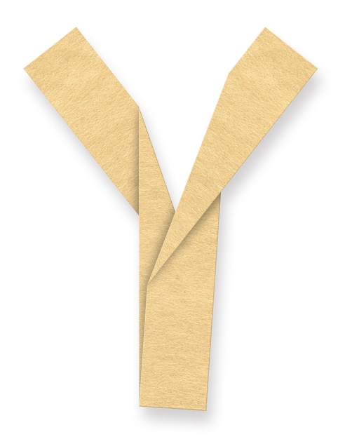 Capital Letter Y Folded on Kraft Paper