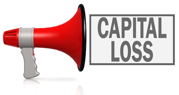 Photo capital loss word with red megaphone