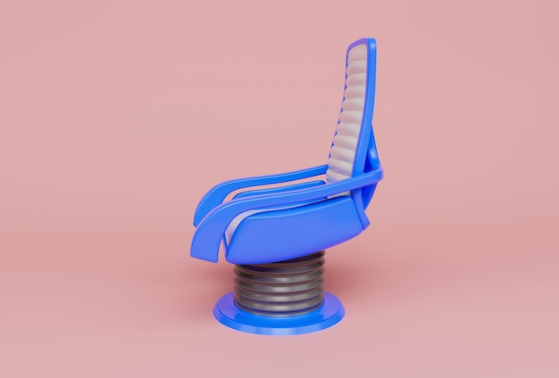 Capitan Pilot Chair 3d иллюстрация минимальный рендеринг на розовом фоне