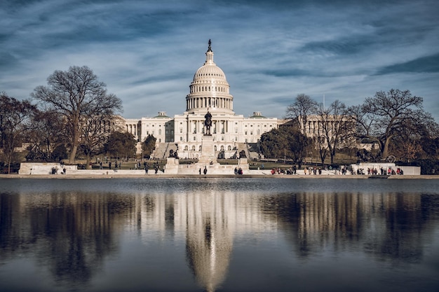 capitol building reflecting in pool