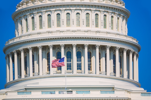 Здание Капитолия Вашингтон, округ Колумбия, американский флаг США