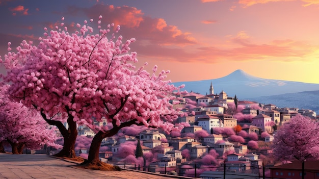 Cappadocië in de lente is een spectaculair gezicht Schitterend beeld van de Red Rose Valley in Turke