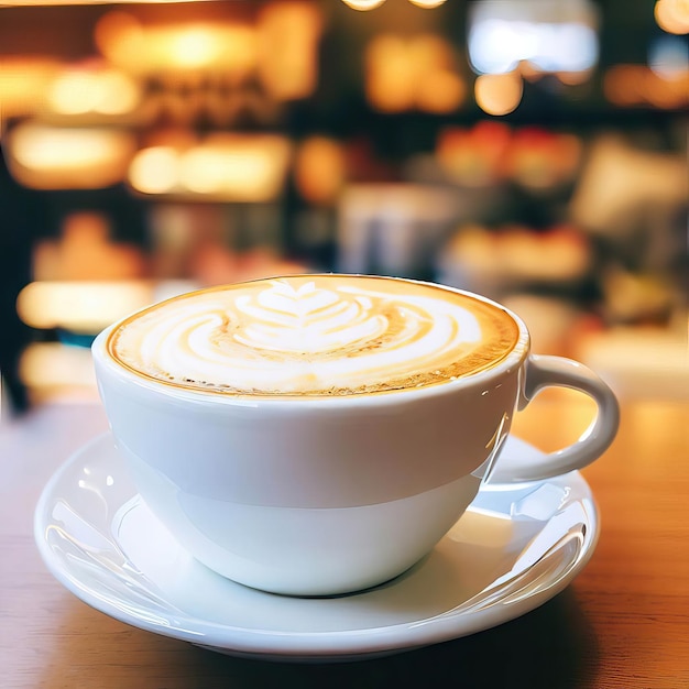 写真 カフェでカプチーノコーヒー 生成人工知能