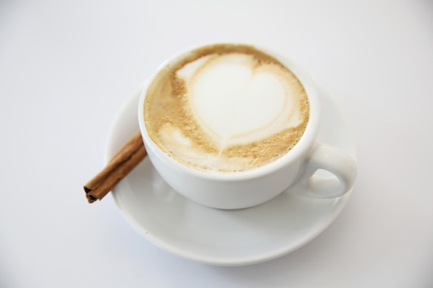 Cappuccino coffee on white background