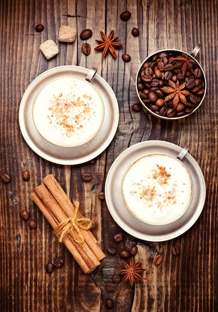 Cappuccino coffee with spices