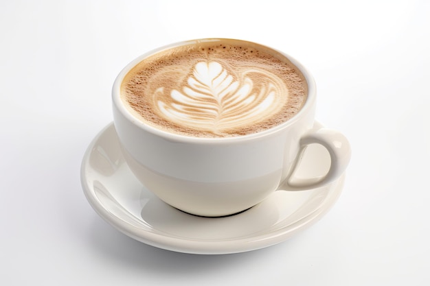 Cappuccino froth in a white cup isolated on a white background