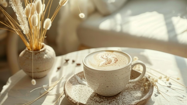 Cappuccino kopje koffie boho planten