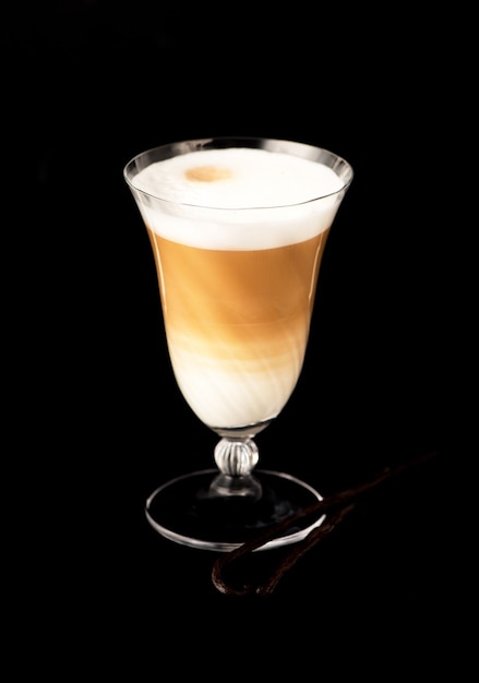 Cappuccino or latte on a black background