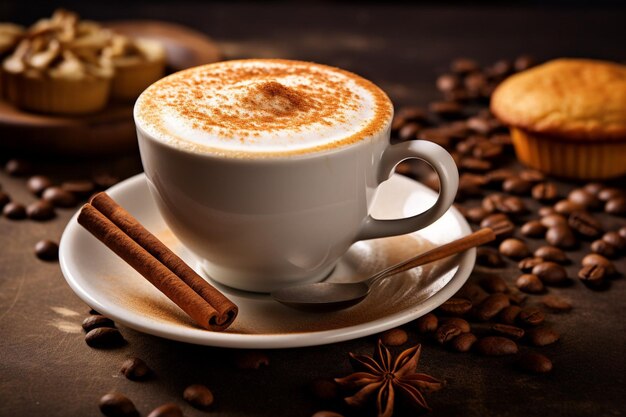 Cappuccino served with a sprinkle of chocolate shavings on top