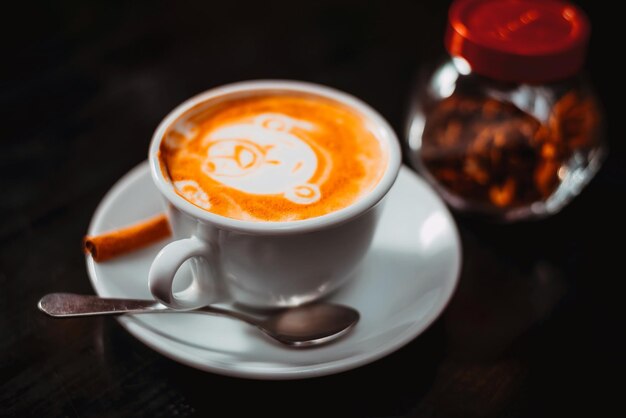 Cappuccino with a pattern of bear