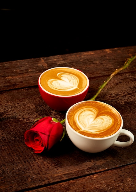 cappuccino with red rose