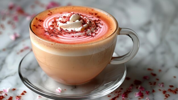 Foto cappuccino con fragole sul piatto