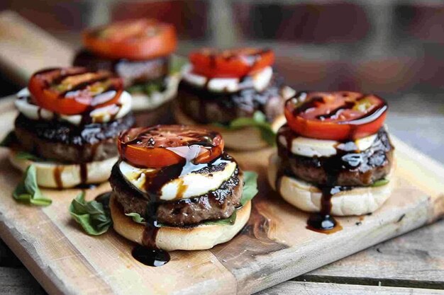 Caprese Burger met Balsamic Glaze food burger