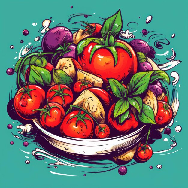 Caprese salad in an art style