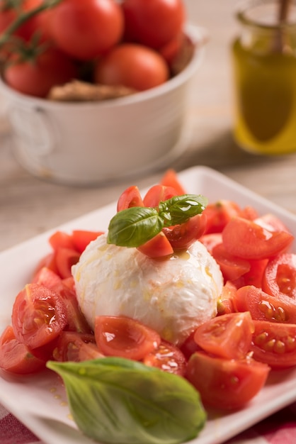 Caprese Salad. Mozzarella Cheese salad with tomato and basil