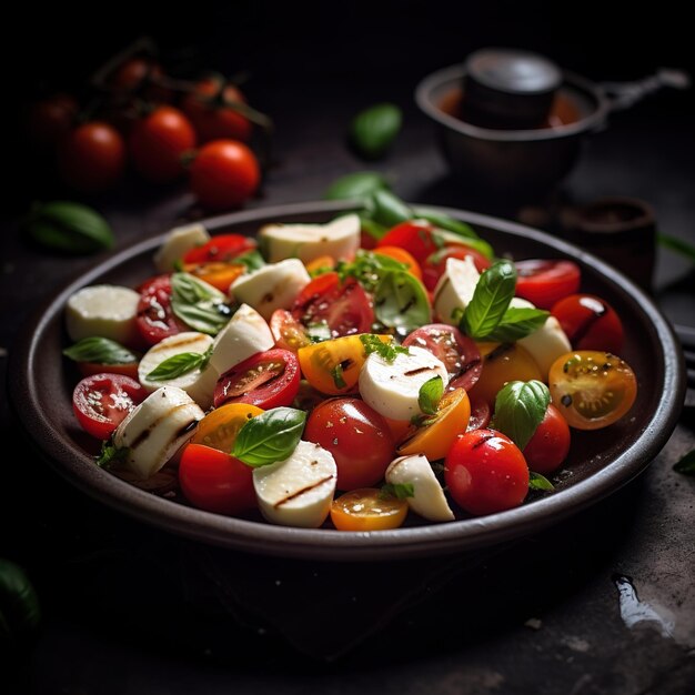 Foto insalata di caprese con pomodori freschi