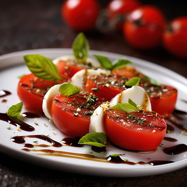 Photo caprese salad with fresh tomatoes