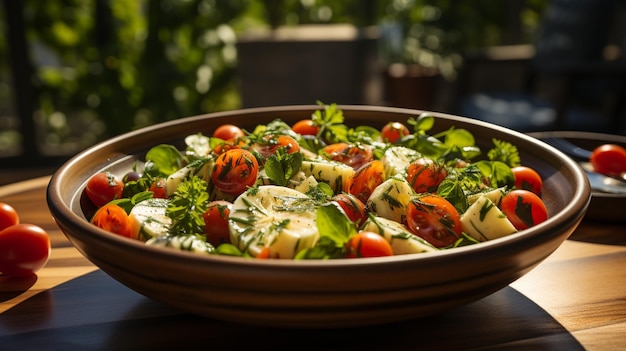 Caprese salad with mozzarella cheese tomatoes and basilgenerative ai