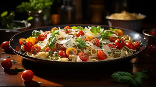 Caprese salad with mozzarella cheese tomatoes and basilgenerative ai