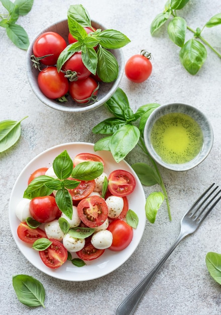 Caprese salad with tomatoes mozzarella and basil