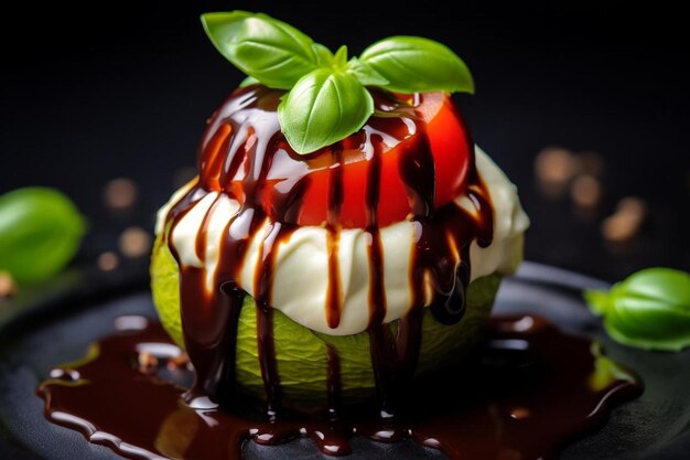 Caprese Stuffed Avocado with Balsamic Glaze