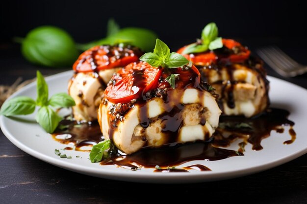 Caprese Stuffed Chicken with Balsamic Glaze