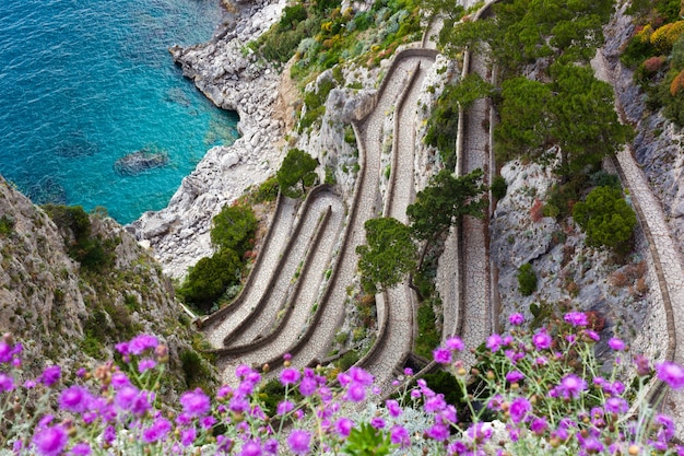 Capri, Via Krupp, Italië.