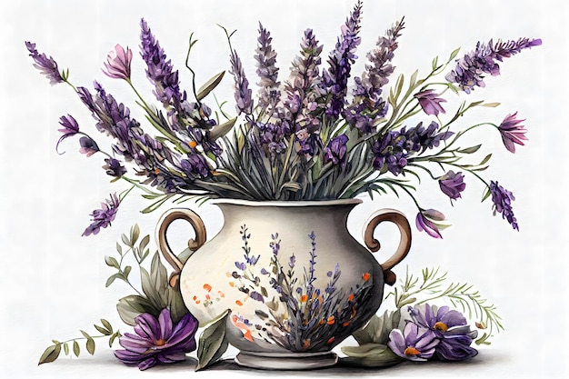 Capricieuze lavendelbloemen in een vaas