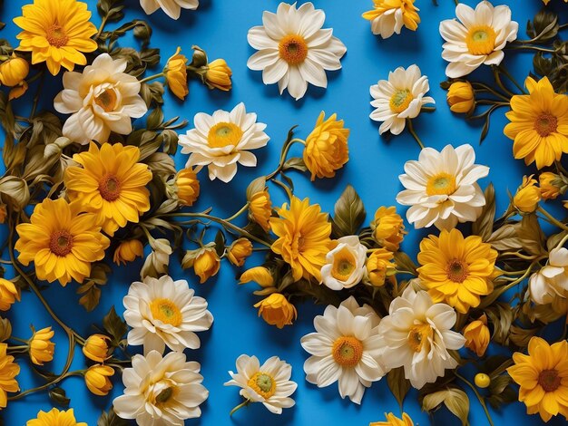 Capricious Daisy Sunflower Dandelion Naadloos portretpatroon voor een speelse sfeer met bloemen